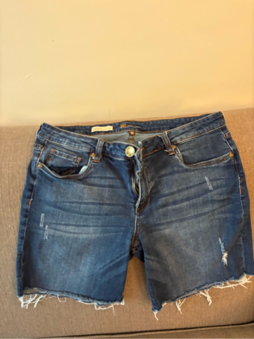 Catherine boy friend, Blue Denim Cutoff Shorts - Women's Casual
